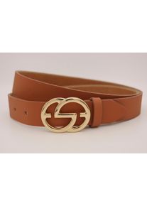 AnnaMatoni Damen Ledergürtel, braun, casual, Gr. 115, unifarben, Rindsleder, Gürtel, mit goldener Schließe
