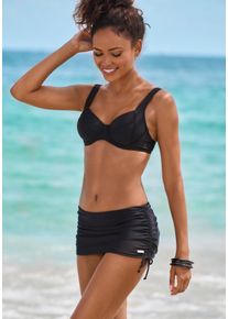 Lascana Damen Bade-Rock, schwarz, Gr. 36, unifarben, Recycling-Polyamid, Badehosen, mit seitlicher Raffung