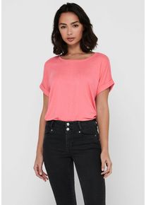Only Damen T-Shirt "ONLMOSTER S/S O-NECK TOP NOOS JRS", rosa, casual, Gr. L, unifarben, Jersey, Obermaterial: 75% Viskose, 20% Polyester, 5%