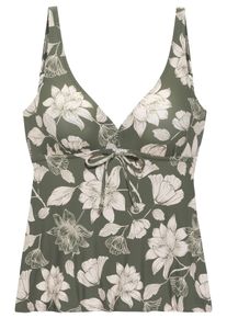 s.Oliver Damen Bügel-Tankini-Top "Lady", grün, Gr. 36, geblümt, Microfaser, Recycling-Polyamid, Bikini-Oberteile, mit floralem Design