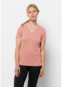 Jack Wolfskin Damen V-Shirt "CROSSTRAIL T WOMEN", rosa, Gr. L, OBERSTOFF: 100% POLYESTER, Shirts