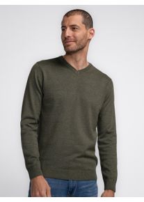 Herren V-Ausschnitt-Pullover "Men Knitwear V-Neck Basic", grün, casual, Gr. S, PETROL INDUSTRIES, Strick, Obermaterial: 50% Baumwolle, 50% Polyacryl,