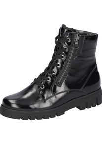 Waldläufer WALDLÄUFER Damen Schnürstiefelette "H-SERENA", Gr. 8, schwarz, Lackleder, Crashoptik, sportlich, Schuhe, Schnürboots, Lackstiefelette, in Bequemweite