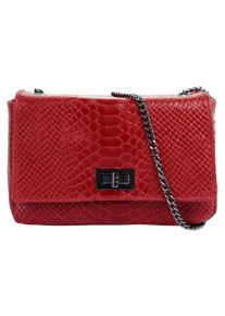 CLUTY Damen Umhängetasche, rot, Leder, Taschen, echt Leder, Made in Italy