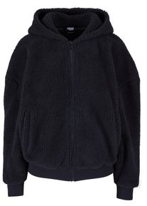 Urban Classics Damen Sweatjacke "Urban Classics Damen Ladies Oversized Sherpa Zip Hoody", schwarz, Gr. XS, unifarben, 100% Polyester, Sweatjacken