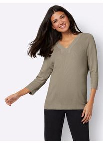 Classic Basics Damen 3/4 Arm-Pullover "V-Pullover", braun, Gr. 40, unifarben, 80% Viskose, 20% Polyamid, Pullover