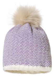 MaxiMo Baby Bommelmütze, lila, casual, Gr. 49, meliert, Strick, Materialmix, Mützen, mit glitzernden Lurexgarn und softem Plüschfutter