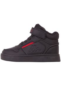 Kappa Kinder Sneaker, Gr. 20, schwarz, Synthetik, Kunstfaser, unifarben mit Farbeinsätzen, sportlich, Schuhe, - mit kuscheligem Webpelzfutter