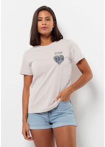 Jack Wolfskin Damen T-Shirt "DISCOVER HEART T W", grau, Gr. XXL, OBERSTOFF: 100% BAUMWOLLE, Shirts