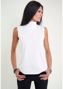 Seidel Moden Damen Tanktop, weiß, casual, Gr. 50, unifarben, Jersey, Obermaterial: 96% Viskose, 4% Elasthan, Tops, mit Rollkragen MADE IN GERMANY