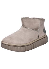 Rieker Damen Winterboots, Gr. 40, beige, Textil, Veloursleder, sportlich, Schuhe, Schlupfboots, Stiefelette mit modischer Plateausohle