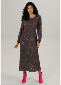 Damen Maxikleid, bunt, Gr. 48, Aniston SELECTED, bedruckt, geblümt, Cru00eape, Obermaterial: 97% Polyester, 3% Elasthan, Kleider, mit gerafftem