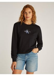 Damen Sweatshirt "GRADIENT MONOLOGO CREWNECK", schwarz, casual, Gr. S, Calvin Klein Jeans, bedruckt, Sweatware, Obermaterial: 100% Baumwolle,