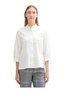 Tom Tailor Damen Langarmbluse, weiß, casual, Gr. 46, unifarben, Web, Obermaterial: 100% Baumwolle, Blusen, mit Raffung