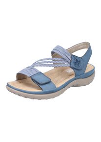 Rieker Damen Riemchensandale, Gr. 42, blau, Nubuklederimitat, sportlich, Schuhe, Sommerschuh, Sandalette, Keilabsatz, mit Gummizügen