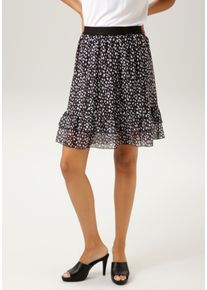 Aniston CASUAL Damen Minirock, schwarz-weiß, modisch, Gr. 40, bedruckt, gemustert, Georgette, Obermaterial: 100% Polyester. Futter: 100% Polyester,