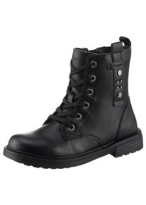 Geox Kinder Schnürboots "J ECLAIR GIRL M", Gr. 27, schwarz, Lederimitat, casual, Schuhe, Bikerboots, Winterstiefel, Boots mit modischem Blockabsatz