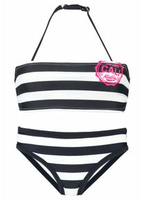 Bench. Kinder Bandeau-Bikini, schwarz-weiß, Gr. 122, gestreift, Polyamid, Bikini-Sets, mit trendigen Streifen