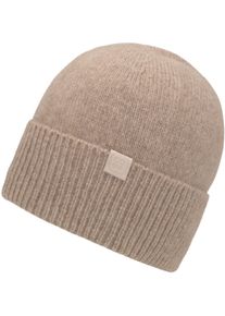 Chillouts Damen Strickmütze "Riana Hat", braun, casual,feminin,klassisch, meliert, Feinstrick, Materialmix, Mützen, mit dezentem Markenlogo und