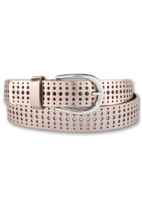 Bernd Götz BERND GÖTZ Damen Ledergürtel, grau, casual, Gr. 90, unifarben, genarbt, Leder, Gürtel, mit stylischem Rasterdesign