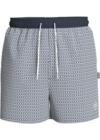 Bugatti Herren Badehose, grau, sportlich, Gr. S, bedruckt, Farbeinsatz, gemustert, Obermaterial: 100% Polyester, Badehosen, Kordelzug mit