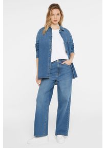 Damen Regular-fit-Jeans, blau, casual, Gr. 33, SENSES.THE LABEL, unifarben, Material: 99% Baumwolle, 1% Elasthan, Jeans, mit hoher Leibhöhe