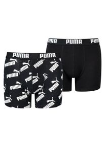 Puma Kinder Boxer, Gr. 122, schwarz, Jersey, Obermaterial: 95% Baumwolle, 5% Elasthan, unifarben, bedruckt, Unterhosen, mit breitem Logobund
