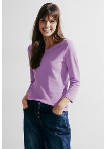 Cecil Damen V-Shirt, lila, casual, Gr. XXL, unifarben, Web, 100% Baumwolle, Shirts, aus reiner Baumwolle