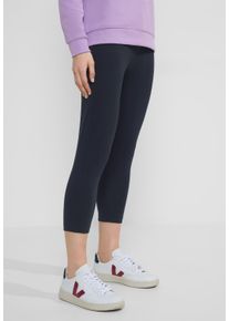 Cecil Damen 3/4-Leggings "NOS Leggings", blau, sportlich, Gr. XS, unifarben, Single Jersey, Obermaterial: 95% Baumwolle, 5% Elasthan, Hosen, mit