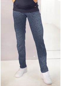 Lascana Damen Jogginghose, Gr. 32, blau, Sweatware, Obermaterial: 50% Baumwolle, 50% Polyester, animal-print, klassisch, Hosen, mit Eingrifftaschen,