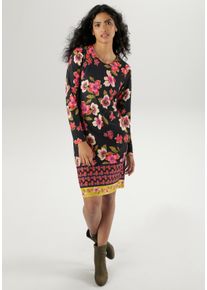 Damen Minikleid, bunt, feminin, Gr. 38, Aniston SELECTED, bedruckt, geblümt, Milano Rib, Obermaterial: 89% Viskose, 9% Polyester, 2% Elasthan,