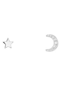 UNIKE JEWELLERY Damen Paar Ohrstecker "MIX & MATCH MOON STAR STERN HALBMOND, UK.TN.1204.0033", Silber 925 (Sterlingsilber), silber, Silber 925