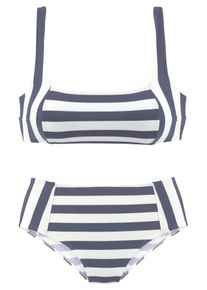 Venice Beach Damen Bustier-Bikini, blau, Gr. 36, gestreift, Recycling-Polyester, Bikini-Sets, mit gewebten Streifen
