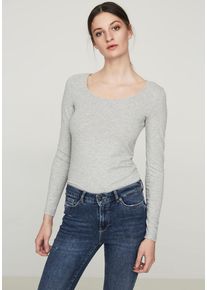 Véro Moda VERO MODA Damen Langarmshirt "VMMAXI", grau, Basic, Gr. XS, meliert, Jersey, Obermaterial: 93% Baumwolle, 7% Elasthan, Shirts