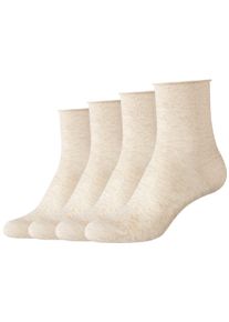 Camano Damen Socken, Gr. 35, beige, Obermaterial: 58% Baumwolle, 38% Polyamid, 4% Elasthan, meliert, Socken, Mit Rollrand