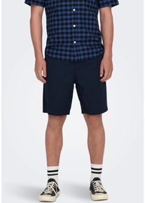 Only & Sons ONLY & SONS Herren Shorts "ONSLINUS 0007 COT LIN SHORTS NOOS", blau, modisch, Gr. M, unifarben, Web, Obermaterial: 75% Baumwolle, 25% Leinen, Hosen
