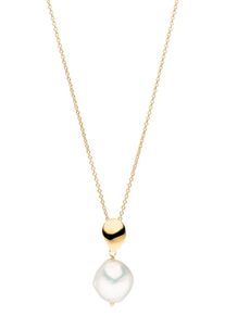ADRIANA Damen Kette mit Anhänger "R221V", Silber 925 (Sterlingsilber)-Perlen, L: 45cm, gold, Silber 925 (Sterlingsilber), Perlen, Halsketten, mit