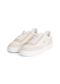 Damen Sneaker "CLASSIC CUPSOLE MIX IN", Calvin Klein Jeans, Gr. 39, beige, Leder, sportlich, Schuhe, Schnürschuh, Freizeitschuh, Halbschuh mit