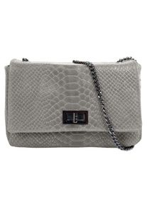 CLUTY Damen Umhängetasche, grau, Leder, Taschen, echt Leder, Made in Italy