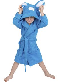 WEWO-Fashion Kinderbademantel WEWO FASHION, L:58cm in Gr. 92, blau, Baumwolle, Hausmäntel, "8024", für Mädchen & Jungen, mit niedlicher Kapuze