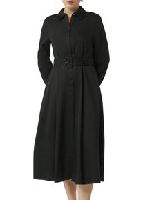 comma, COMMA Damen Midikleid, schwarz, casual, Gr. 36, unifarben, Popeline, Obermaterial: 71% Baumwolle, 26% Polyamid, 3% Elasthan, Kleider, mit Hemdkragen