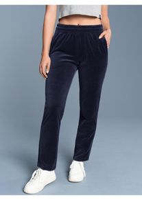 TRIGEMA Damen Jerseyhose "TRIGEMA Nicki Hose mit praktischen Eingrifftaschen", blau, Basic, Gr. L, 80% Baumwolle, 20% Polyester, Hosen