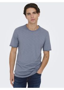 Only & Sons ONLY & SONS Herren Rundhalsshirt "ONSBENNE LONGY SS TEE NF 7822 NOOS", grau, modisch, Gr. S, unifarben, Single Jersey, Obermaterial: 100% Baumwolle,