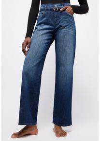Angels Damen 5-Pocket-Jeans "LIZ BELT", blau, casual, Gr. 48, unifarben, Denim/Jeans, Obermaterial: 91% Baumwolle, 6% Polyester, 3% Elasthan, Jeans,