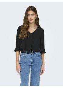 Jacqueline de Yong JDY Damen Shirtbluse "JDYDIVYA LIFE 3/4 TOP WVN NOOS", schwarz, modisch, Gr. 40, unifarben, Jersey, Obermaterial: 100% Polyester, Blusen