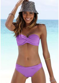 s.Oliver Damen Bandeau-Bikini-Top "Spain", lila, Gr. 34, unifarben, Microfaser, Microfaser, Bikini-Oberteile, in unifarben mit Wickeloptik
