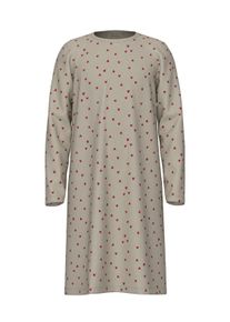 name it Kinder Pyjama "NKFNIGHTGOWN LS PEYOTE HEARTS NOOS", Gr. 98, beige, Jersey, Obermaterial: 95% Baumwolle, 5% Elasthan, bedruckt, casual,