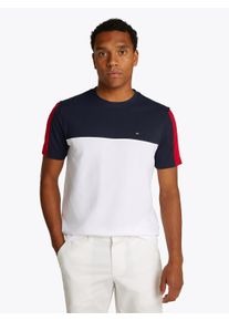 Tommy Hilfiger Herren T-Shirt "GLOBAL STRIPE COLOURBLOCK TEE", weiß, casual, Gr. XXXL, Single Jersey, Obermaterial: 100% Baumwolle, Shirts, im