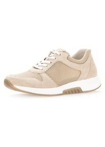 Damen Keilsneaker, Gabor Rollingsoft, Gr. 44, beige, Veloursleder, Textil, unifarben, sportlich, Schuhe, Freizeitschuh, Halbschuh, Schnürschuh im