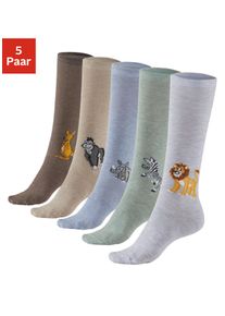 H.I.S. H.I.S Kinder Kniestrümpfe, Gr. 23, bunt, Baumwolle, Elasthan, Polyamid, unifarben, Socken, mit eingestricktem Moriv